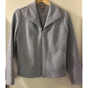 Chicos Womens Quilted Jacket Size 0 U.S. Blue Zip Front Long Sleeve. Can Fit 6-8